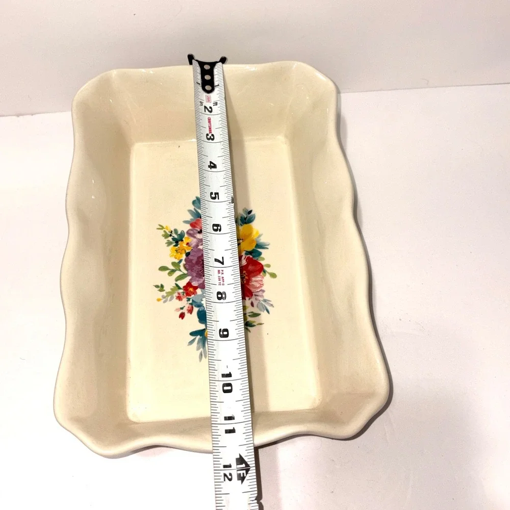 Pioneer Woman Flea Market Floral Oblong Baking Dish Ruffled Casserole 12x8 Baker